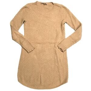 LOFT Sweater‎ Dress Camel Hair Blend Long Sleeve Women's S Tan Modest Crewneck